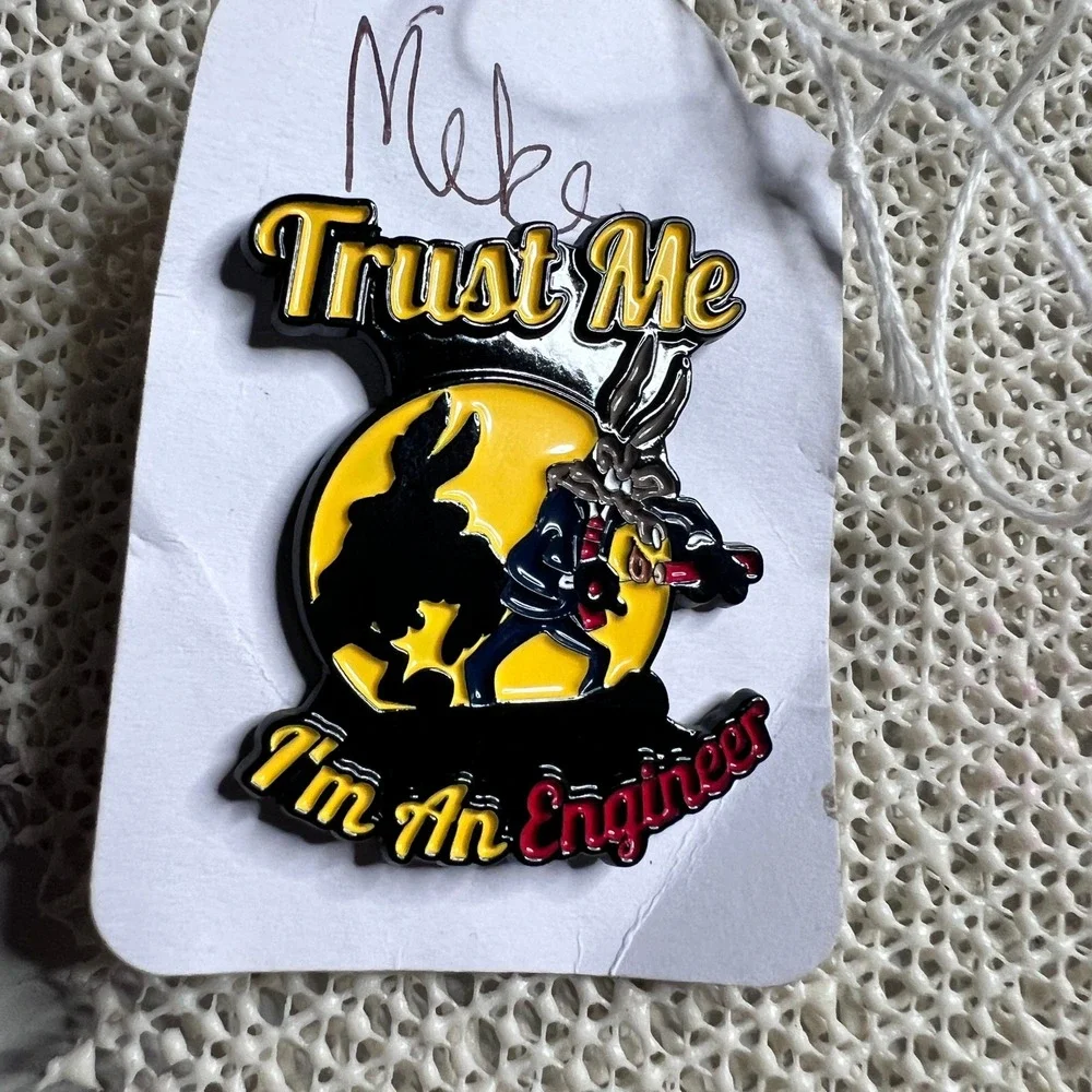 Wile E Coyote Trust Me I'm An Engineer Enamel Pin Looney Tunes Road Runner Lapel